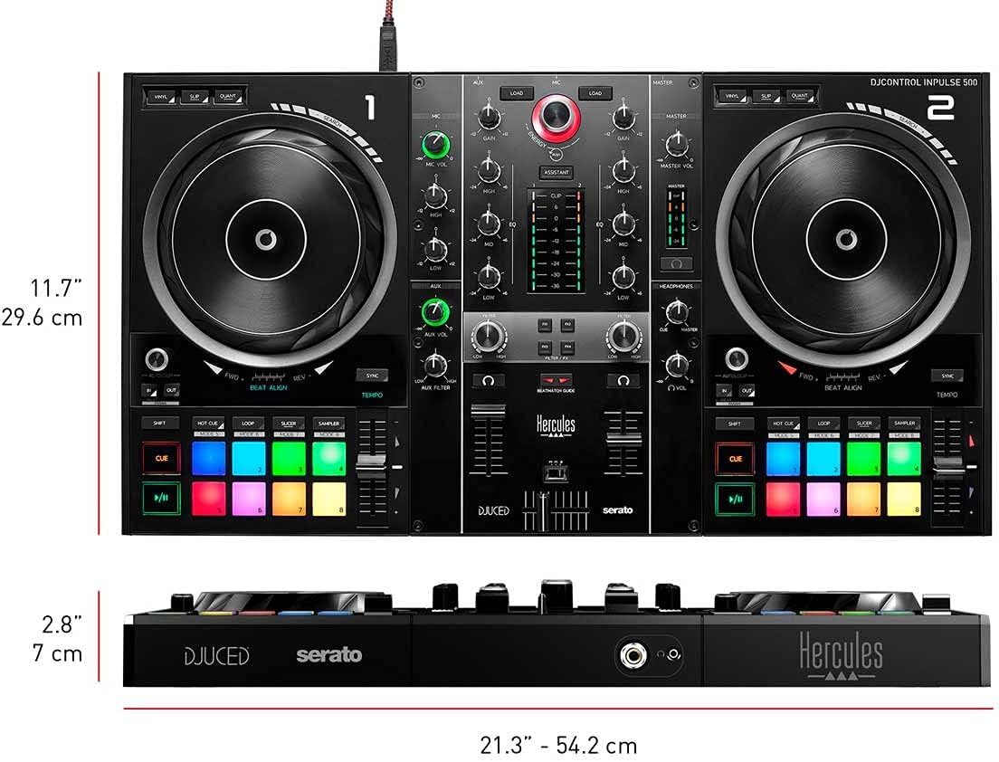 Hercules DJControl Inpulse 500: Controlador USB DJ de 2 pisos para Serato DJ y DJUCED (incluido)