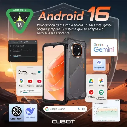 Celular Cubot Kingkong ES5 Robusto Dual Sim 128 Gb Amarillo 6 Gb Ram (ampliable Hasta 12 Gb) 7000mah Android 16 A