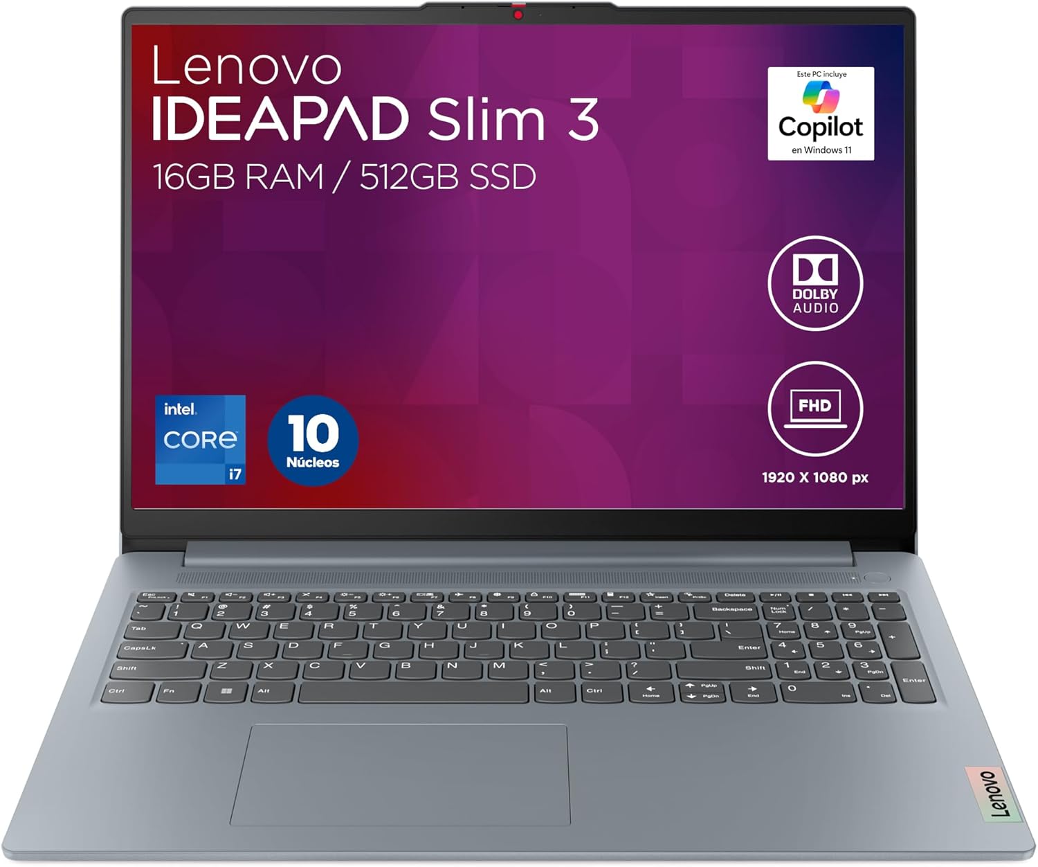 Lenovo Laptop IdeaPad Slim 3 15IRH8 | 15.6" FHD Intel Core i7-13620H 16GB RAM 512GB SSD | Dolby Audio Cámara FHD 1080p | Windows 11 Home Arctic Grey