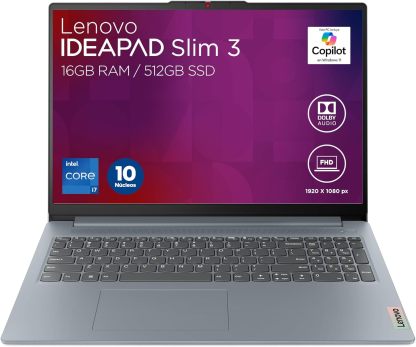 Lenovo Laptop IdeaPad Slim 3 15IRH8 | 15.6" FHD Intel Core i7-13620H 16GB RAM 512GB SSD | Dolby Audio Cámara FHD 1080p | Windows 11 Home Arctic Grey