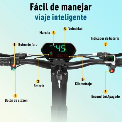 Discovery Moto Scooter Eléctrica para Adultos con Asiento, Patin Electrico Todoterreno con Motor de 3500W, Velocidad máxima 65KM/H, Batería de 20AH