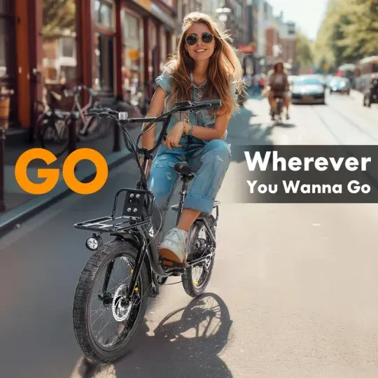Bicicleta eléctrica para adultos con motor de 750 W, bicicleta eléctrica de carga de 20 MPH, 32 millas de largo alcance, scooter eléctrico de movilidad para adultos, 48 V, 10 Ah, alta capacidad