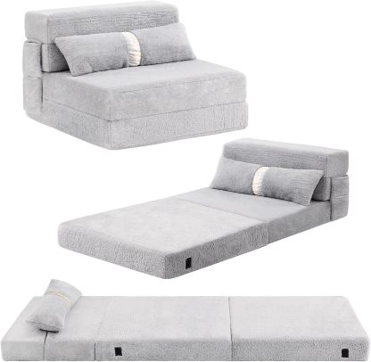 Tiita - Sillón de futón, tamaño individual, sofá cama plegable con almohada, colchón de piso y futón para sala de estar, recámara, uso de invitados, departamento