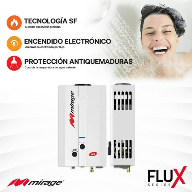 Boiler De Paso Flux Mirage de 6 Litros Por Minuto Gas Natural Mirage MBF06EF