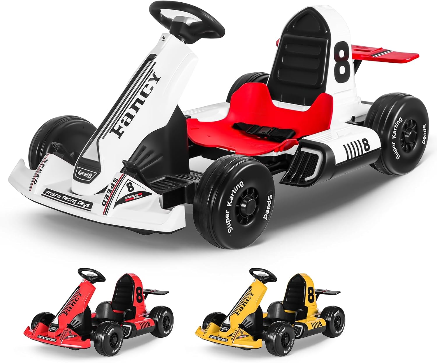 HONEYWHALE Go Kart Eléctrico para Niños con Asiento Ajustable, Modo Control Remoto, Velocidad Máxima 4km/h, Carro Electrico Niño Montable con Luz Led y Musica, Moto Electrica Infantil Niño