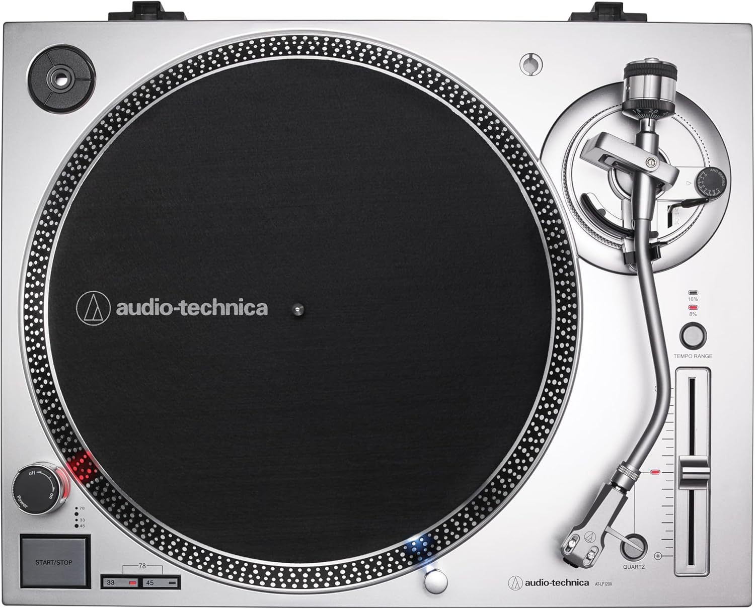 Audio-Technica - Tocadiscos AT-LP120XUSB-BK con accionamiento directo (analógico y USB), totalmente manual, alta fidelidad, 3 velocidades, convierte vinilo a digital, antipatinaje y control de tono variable, negro