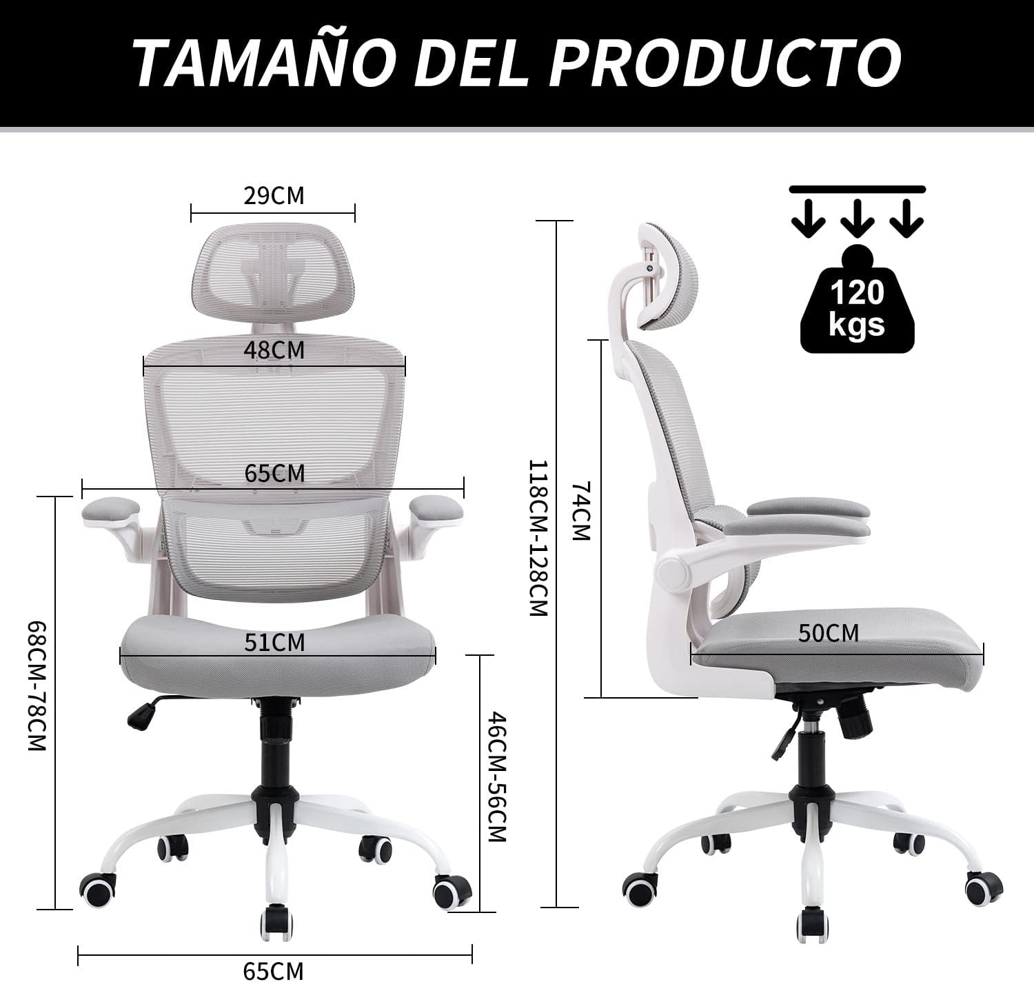 HOMEMAKE FURNITURE Silla Oficina ergonómica de Respaldo Alto con Soporte Lumbar Ajustable Altura reclinable descansabrazos Ajustables Silla Gamer sillas para Escritorio Silla ergonomica Rosa