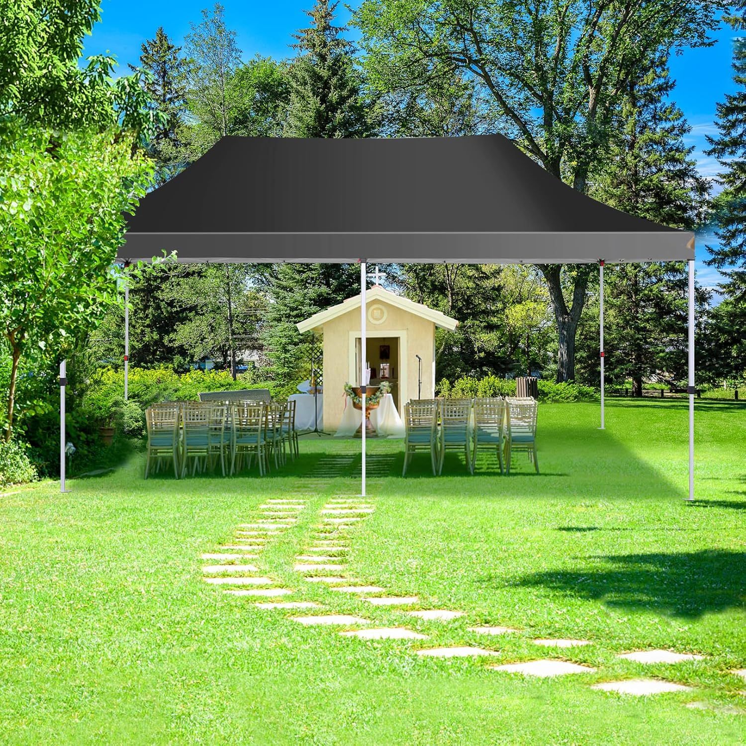 TOOLUCK Canopy - Tienda de campaña desplegable de 10 x 20 pulgadas con paredes laterales, toldo comercial impermeable Ez para exteriores, protección UV de 50 + refugio para eventos, tiendas de campaña
