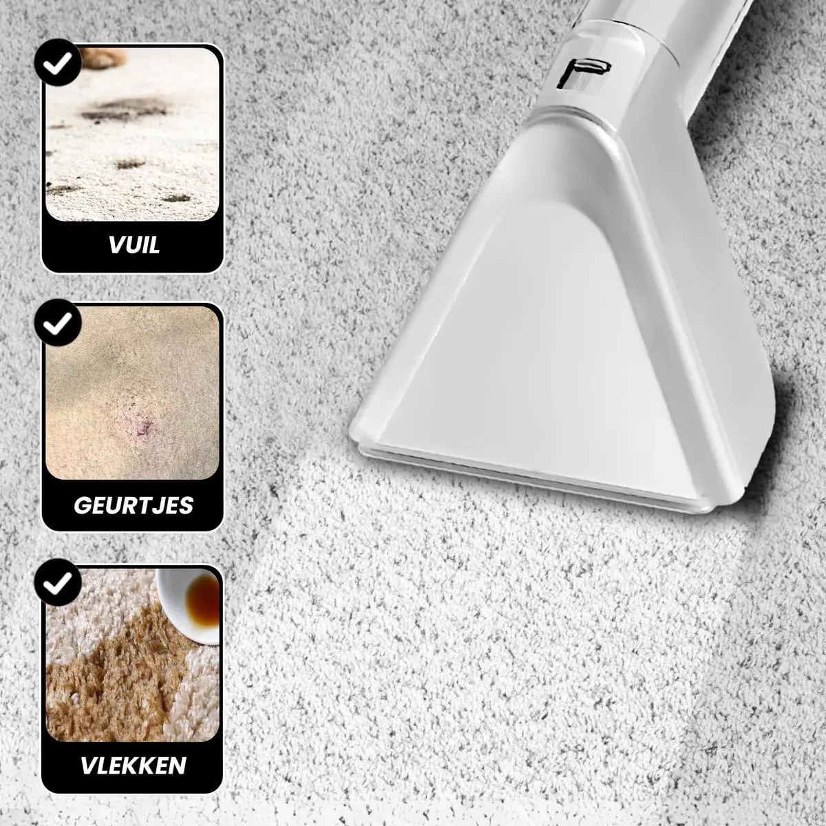 Aspiradora Lava Alfombra Tapicería De Inyección Succión 600w 18000pa, Máquina De Limpieza De Telas Para Sofá, Alfombra, Cortina Y Cama, Cepillo Profundo, Doble Tanque De Agua Blanco