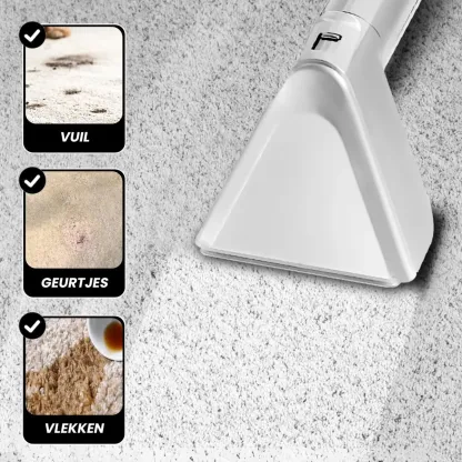 Aspiradora Lava Alfombra Tapicería De Inyección Succión 600w 18000pa, Máquina De Limpieza De Telas Para Sofá, Alfombra, Cortina Y Cama, Cepillo Profundo, Doble Tanque De Agua Blanco