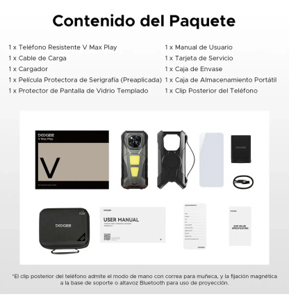 🛡️Doogee V Max Play Celular Resistente 5G, Android15, Proyector 480p 100lm, Pantalla 6.78" FHD+ 120Hz, 36GB+512GB/2TB, Cámara 200MP, Batería 20500mAh 45W, IP68