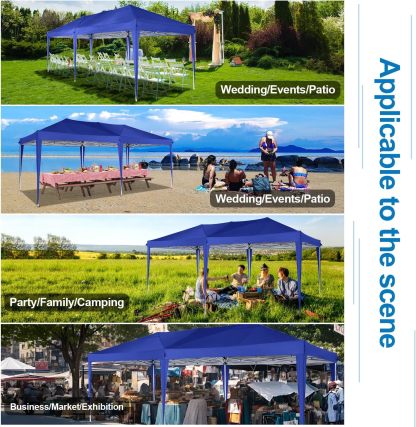 COBIZI - Toldo desplegable de 10 x 20 Pulgadas con 6 Paredes Laterales, toldo Impermeable para Eventos al Aire última intervensión, UPF 50+ cenador portátil para Fiestas, Playa, Camping, Boda,