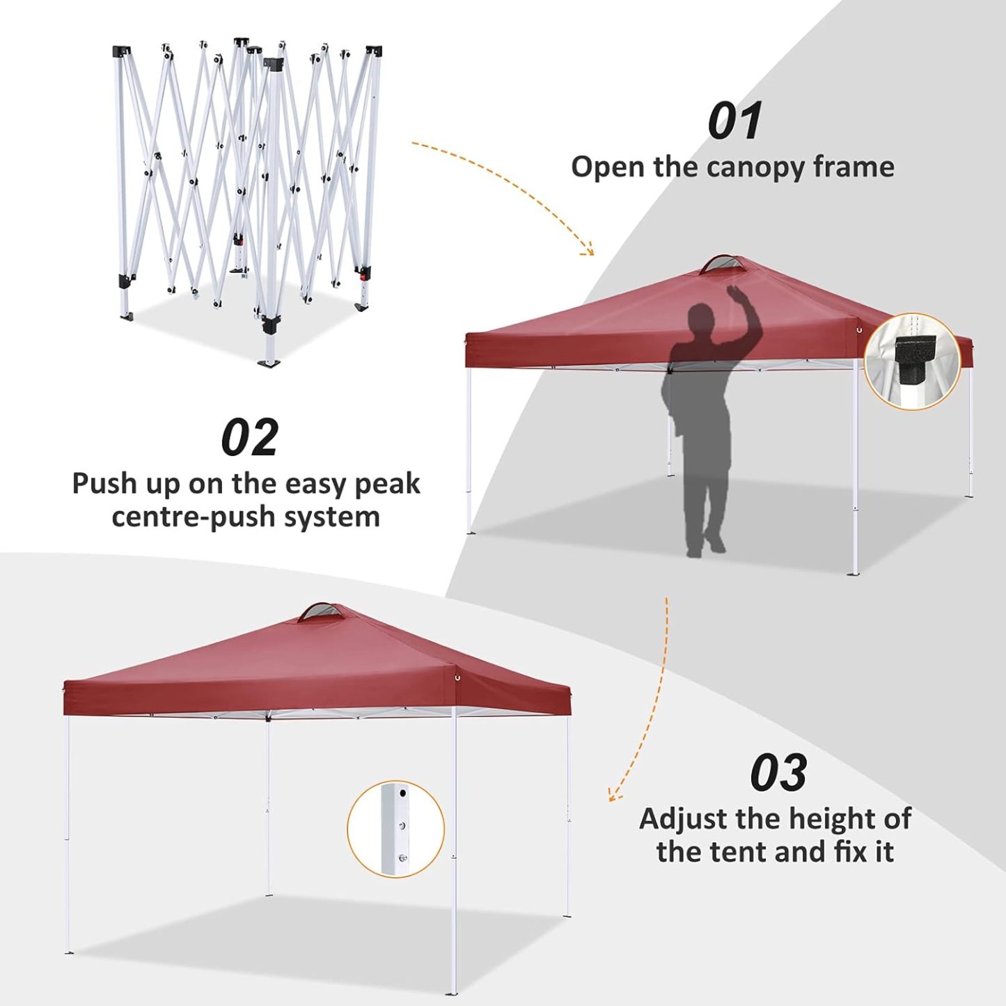COBIZI - Toldo desplegable de 10 x 20 Pulgadas con 6 Paredes Laterales, toldo Impermeable para Eventos al Aire última intervensión, UPF 50+ cenador portátil para Fiestas, Playa, Camping, Boda,