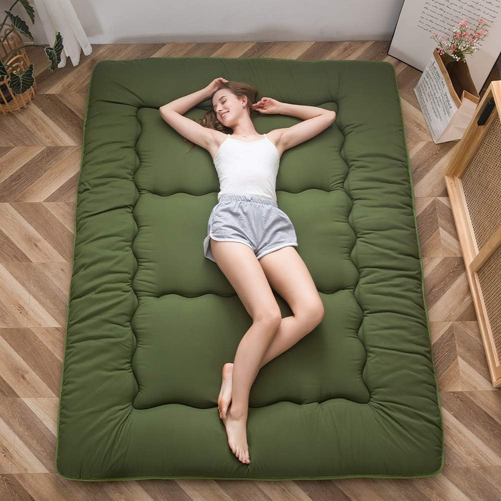 MAXYOYO - Puf plegable para sofá, cama, colchón de piso para adultos, extra grueso, 6 pliegues, sofá para recámara, sala de estar, beige, 135 x 240 cm