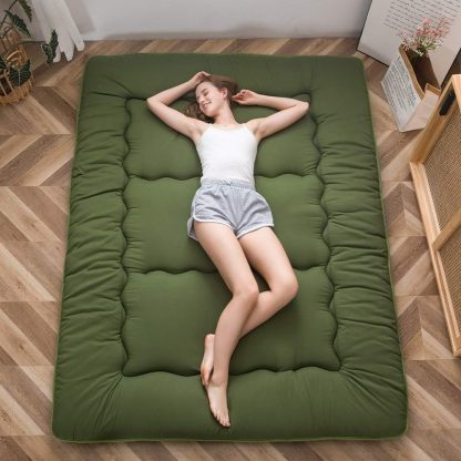 MAXYOYO - Puf plegable para sofá, cama, colchón de piso para adultos, extra grueso, 6 pliegues, sofá para recámara, sala de estar, beige, 135 x 240 cm