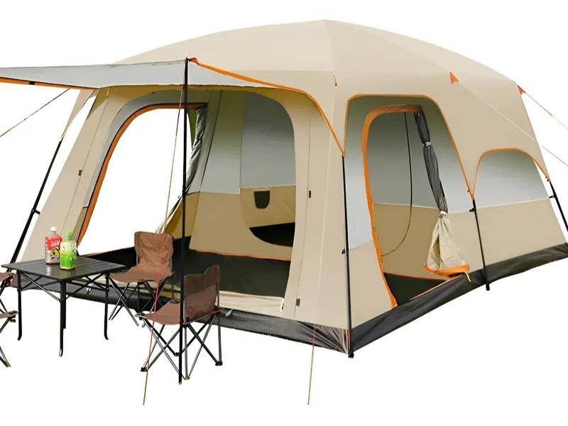 Carpa Puegarou 4-6 Personas Verde Oscuro con Protección de Lluvia y Mosquiteras