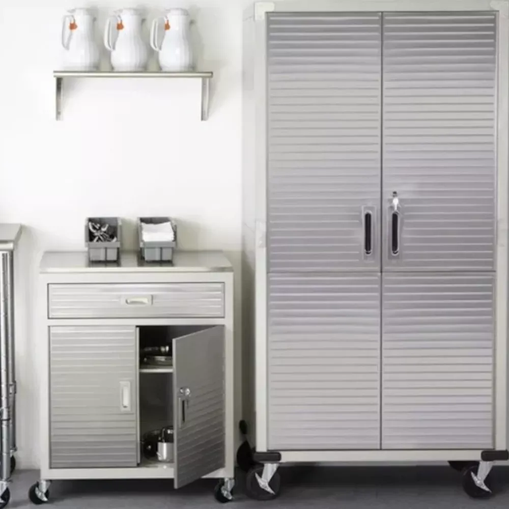 Gabinete De Almacenaje Alto Con Ruedas Acero Inoxidable Msi