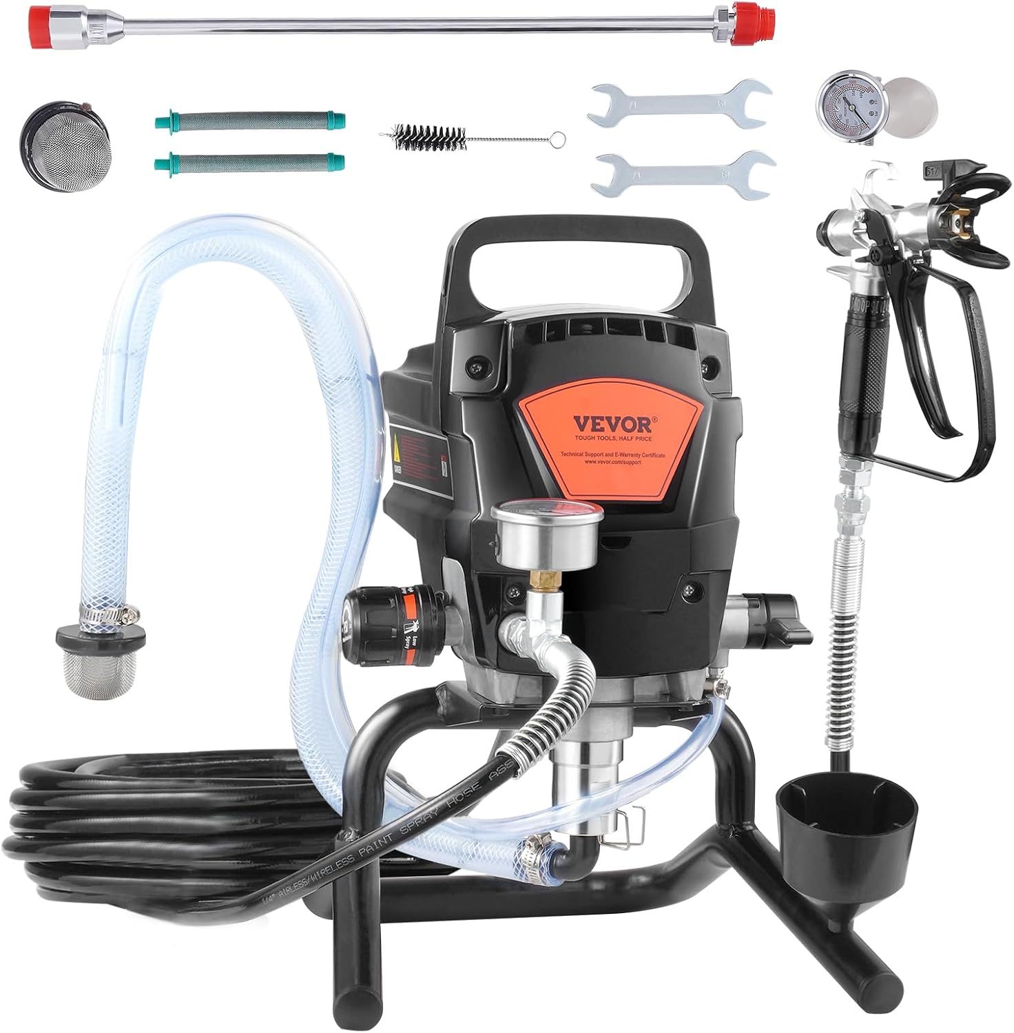 🛠️Pulverizador de Pintura Sin Aire 650W /750W /950W /1500W Alta Presión, Incluye Manguera, Varilla de Extensión, Boquillas y Cepillo de Limpieza, Máquina Eléctrica para Pintar Interiores y Exteriores