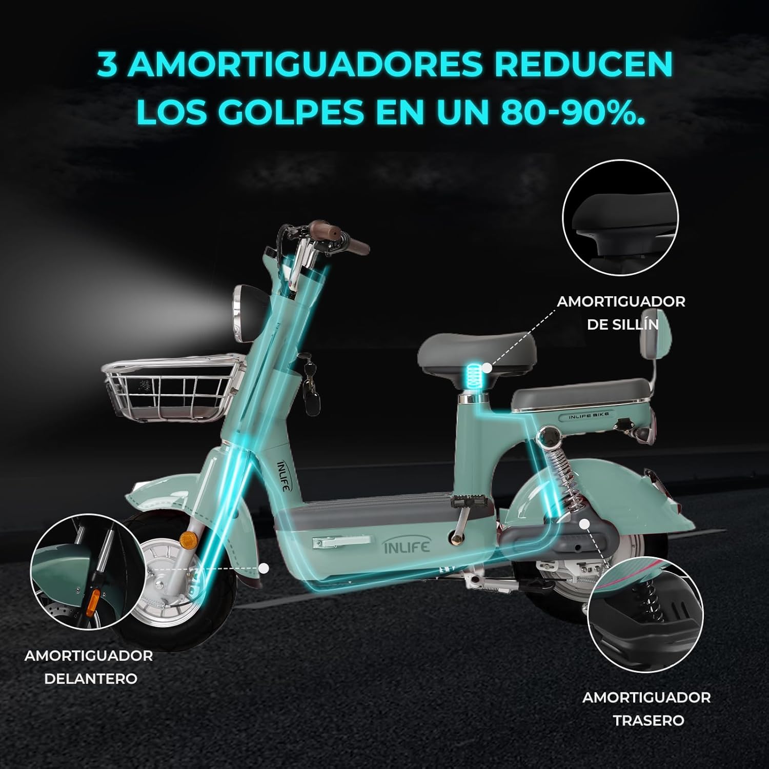 400W Bicicleta Eléctrica Potente, Bicicleta Electrica para Adultos de 40km/h, Rango de 60-70km Eike, Batería de Plomo de 48V/20Ah, Perfecto para Carreteras y Desplazamientos Diarios