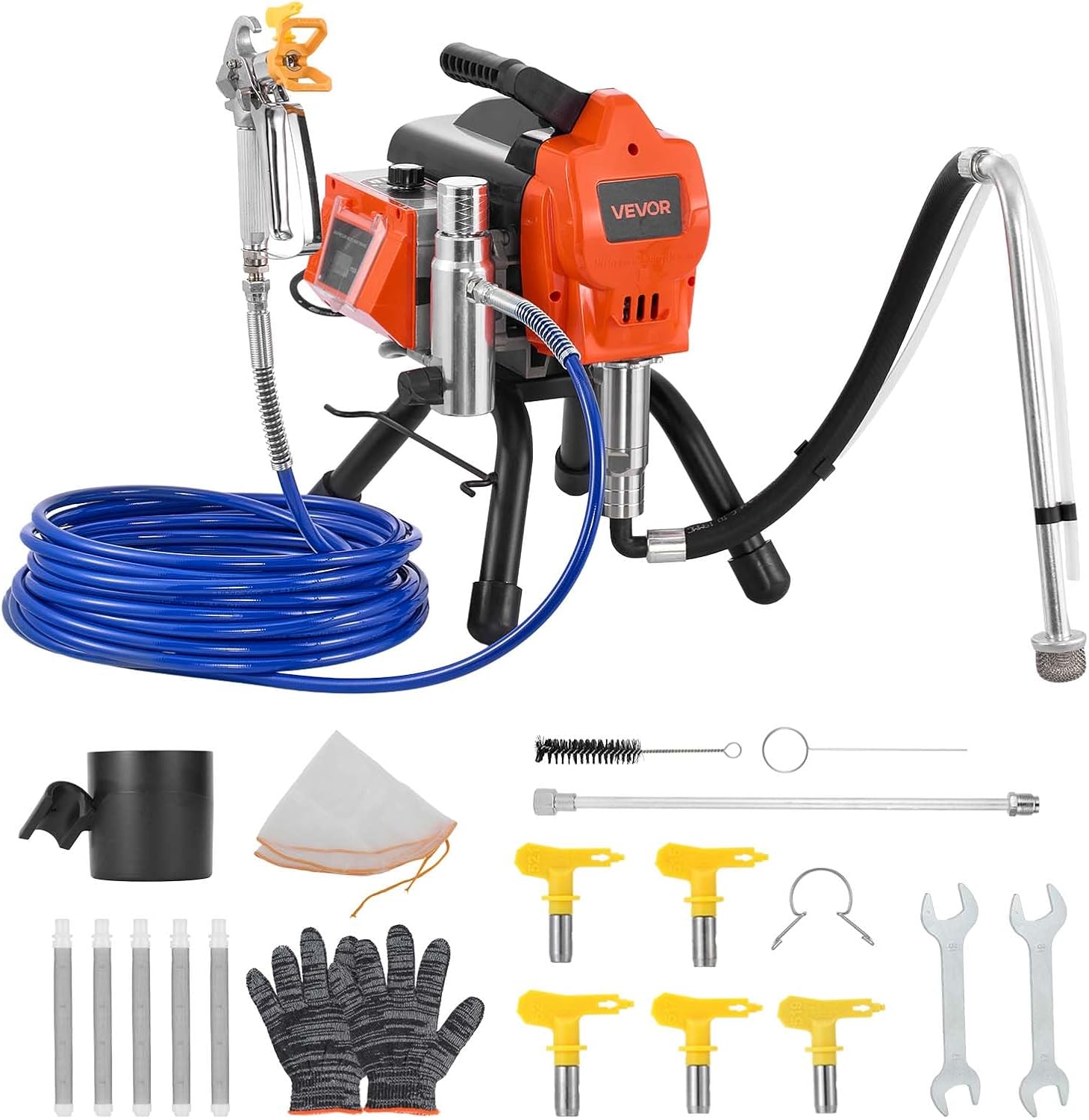 🛠️Pulverizador de Pintura Sin Aire 650W /750W /950W /1500W Alta Presión, Incluye Manguera, Varilla de Extensión, Boquillas y Cepillo de Limpieza, Máquina Eléctrica para Pintar Interiores y Exteriores