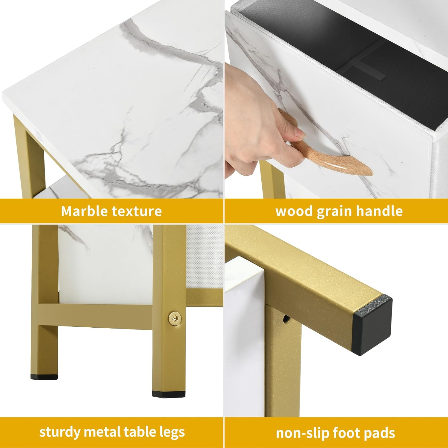 DWVO - Mesa de manicura para uñas, computadora de manicura con Textura marmolada con 3 cajones, estación de Mesa de uñas Resistente a la acetona para salón de Belleza, SPA (Blanco)