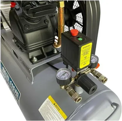 Compresor De Aire Eléctrico Portátil 100lts Power Hunt 3hp con banda y doble conexión rapida, presion de 8 bar/ 115 psi.