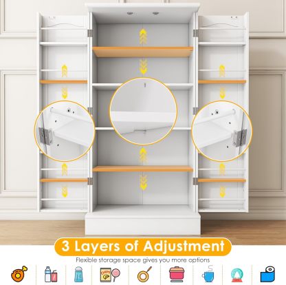 kepptory - clóset de despensa de 47 pulgadas, clóset de almacenamiento de despensa de cocina con puertas y estantes ajustables, aparador no empotrado café para sala de estar y comedor, resistente y