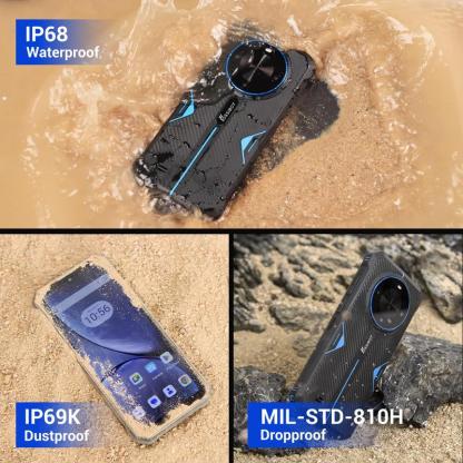 Smartphone robusto FOSSIBOT F105 desbloqueado, Android 14, batería de 10300 mAh, almacenamiento de 12+64/128 GB, pantalla FHD de 6,75", cámara de 8 MP+20 MP, IP68/IP69K, resistente al agua, 4G, doble SIM, OTG (no compatible con AT&T, Cricket, Verizon, Spr