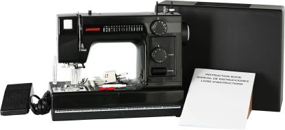 janome Máquina de Coser con Cuerpo de Aluminio Industrial HD1000 edición Negra con 14 Puntadas, Ojal de 4 Pasos, enhebrador de Agujas automático y alimentación descendiente