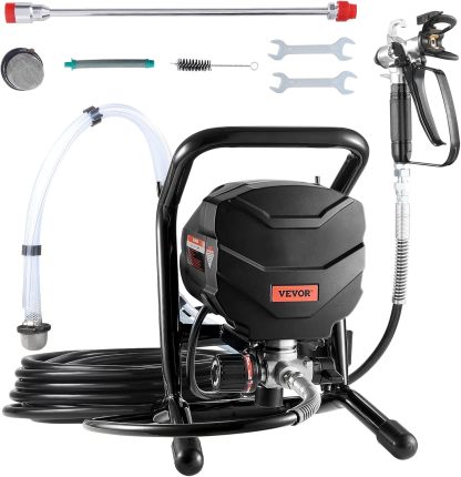 🛠️Pulverizador de Pintura Sin Aire 650W /750W /950W /1500W Alta Presión, Incluye Manguera, Varilla de Extensión, Boquillas y Cepillo de Limpieza, Máquina Eléctrica para Pintar Interiores y Exteriores