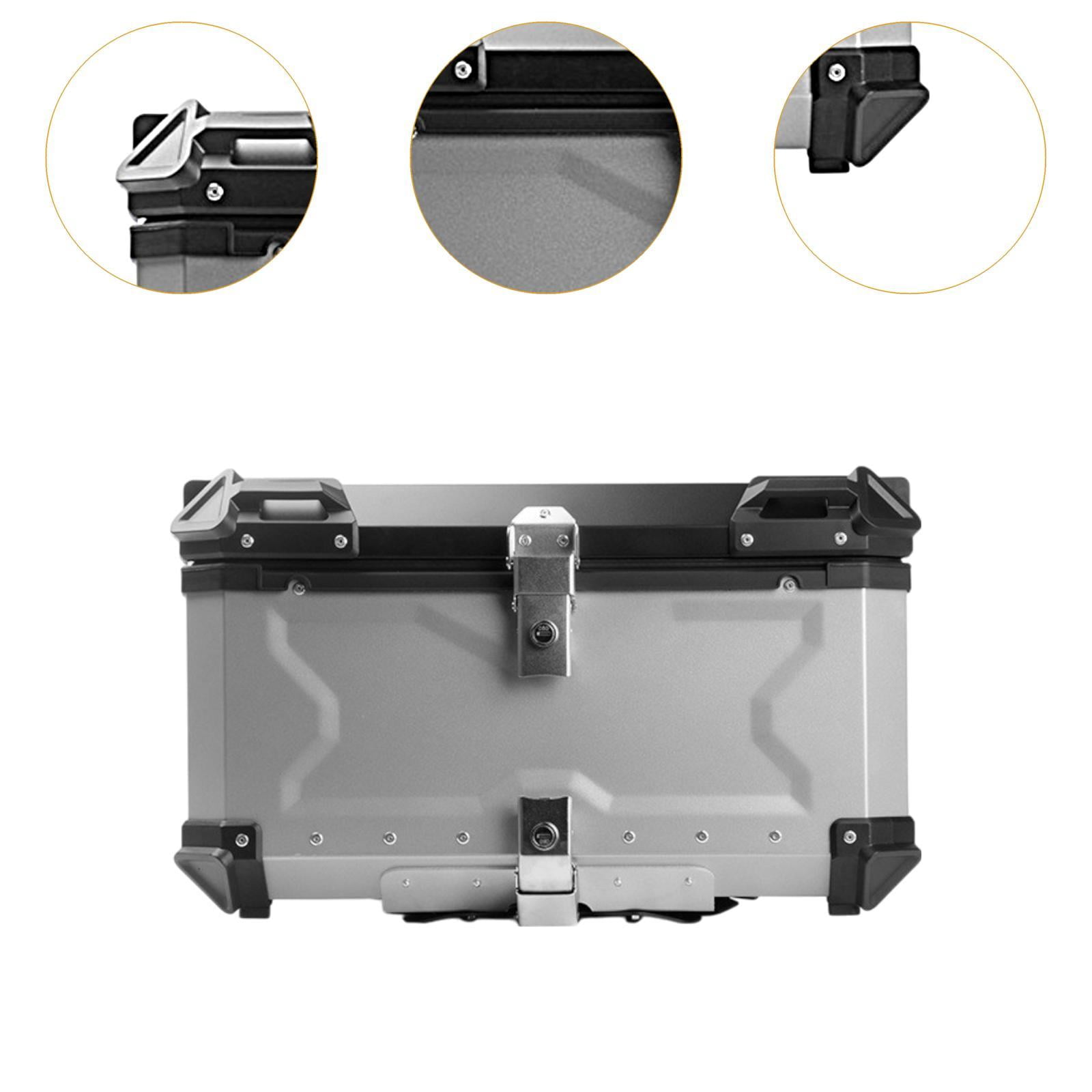 Baúl de motocicleta genérico, caja trasera, organizador de aluminio a prueba de golpes, caja para casco, baúl de almacenamiento de equipaje para 45L Plata