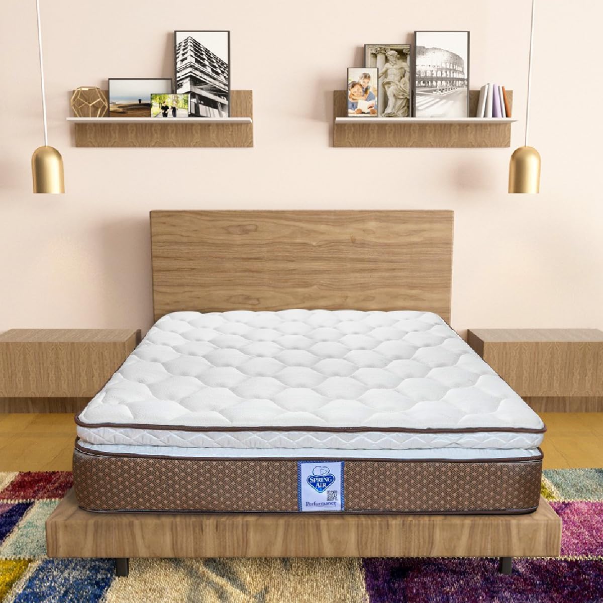 Spring Air Pack Colchón Commander Matrimonial con Box | 2 Almohadas | Cubre Colchón y 1 Juego de Sabanas | Colchon con Colchoneta Pillow | Confort Firme y Soporte Ortopédico | 5 años De Garantía