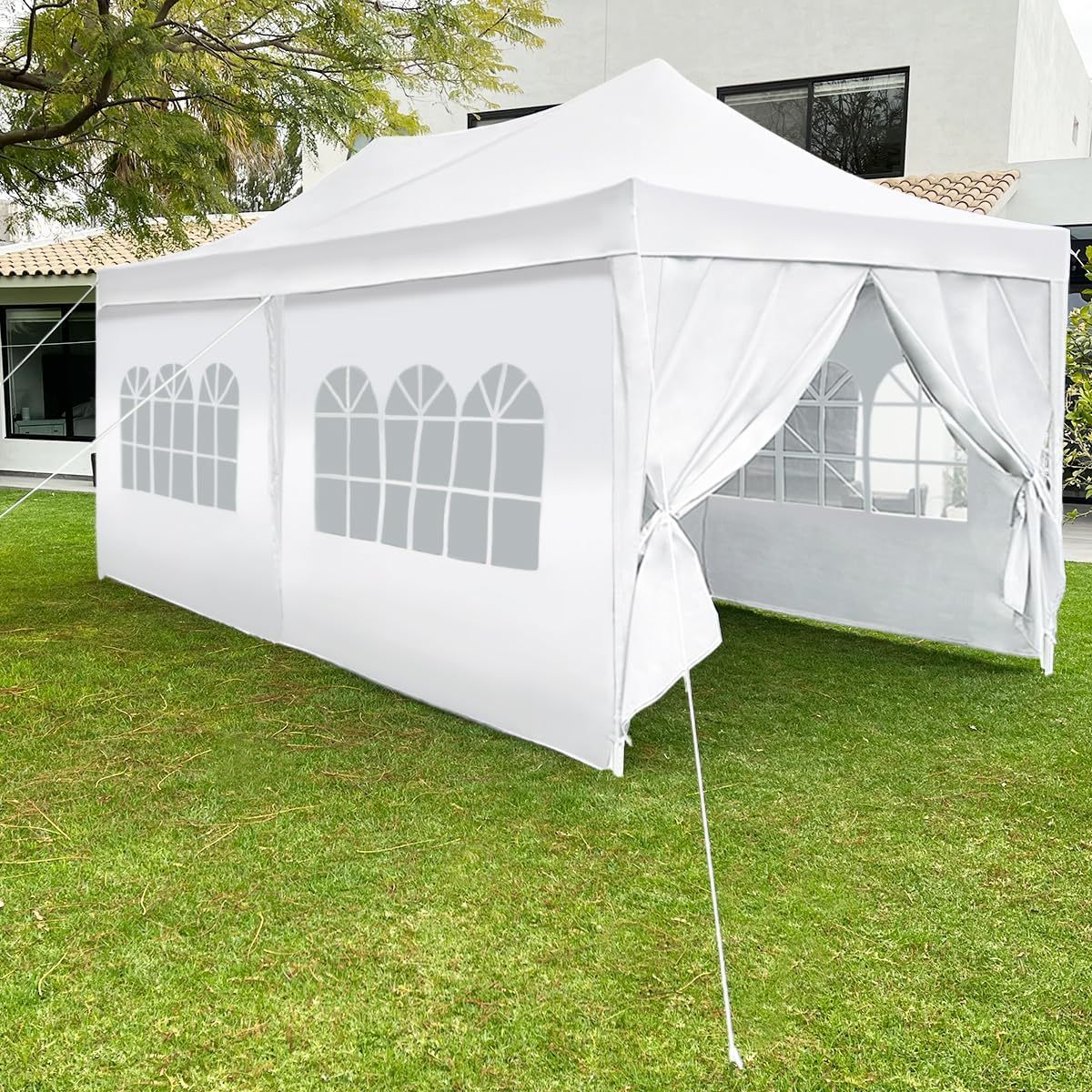 BECKON Toldo Carpa Plegable con Paredes Impermeable 3x6 m Premium para Exteriores Uso rudo *Aluminio Reforzado* + *Estacas* Canopy Tent Gazebo Instant Shelter