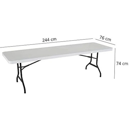 Mesa Plegable Plastico Tipo Portafolio 244cm Portatil Jardin Excelente Calidad Resistente Picnic Blanco Aire Libre Patio Multifuncional Tablon Plegable