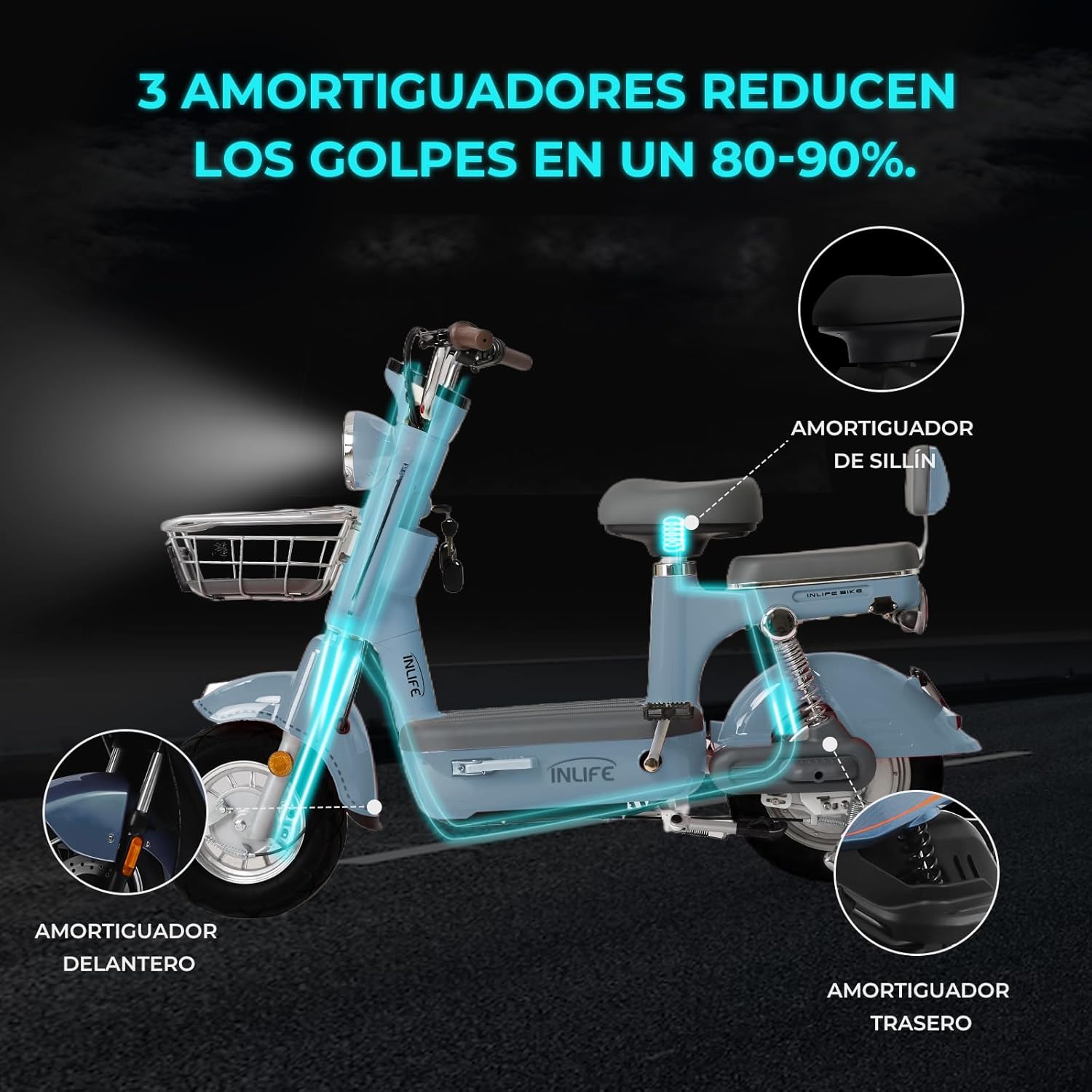 400W Bicicleta Eléctrica Potente, Bicicleta Electrica para Adultos de 40km/h, Rango de 60-70km Eike, Batería de Plomo de 48V/20Ah, Perfecto para Carreteras y Desplazamientos Diarios