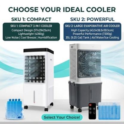 Portable Air Cooler Fan, 3-IN-1 Evaporative Tank Fan Swamp Cooler aire acondicionado portatil with Remote, 3 Modes 3 Speeds &12H Timer, 1.16/9.5Gal ,4 Ice Packs & 4 Wheels, 45° Oscillation, Quiet for Room Home Office