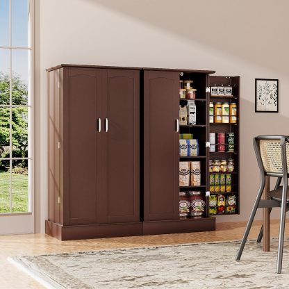 kepptory - clóset de despensa de 47 pulgadas, clóset de almacenamiento de despensa de cocina con puertas y estantes ajustables, aparador no empotrado café para sala de estar y comedor, resistente y