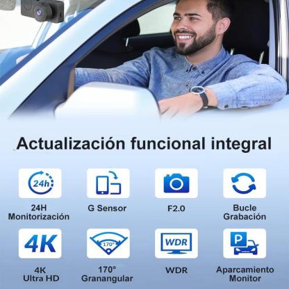 【QPJ】2026 nueva grabadora de conducción 4K Tarjeta de 64GB incorporada súper visión nocturna 170 ° gran angular Grabación en bucle de 24 horas, regalo de vacaciones