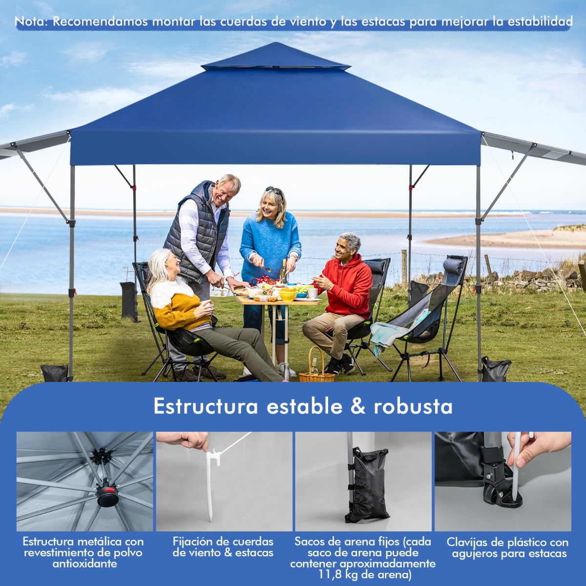 Costway 3x3m Pabellón Emergente Instantáneo Plegable para Exterior con Dos Mitades de Toldo Carpa Portátil Ajustable en Altura para Camping