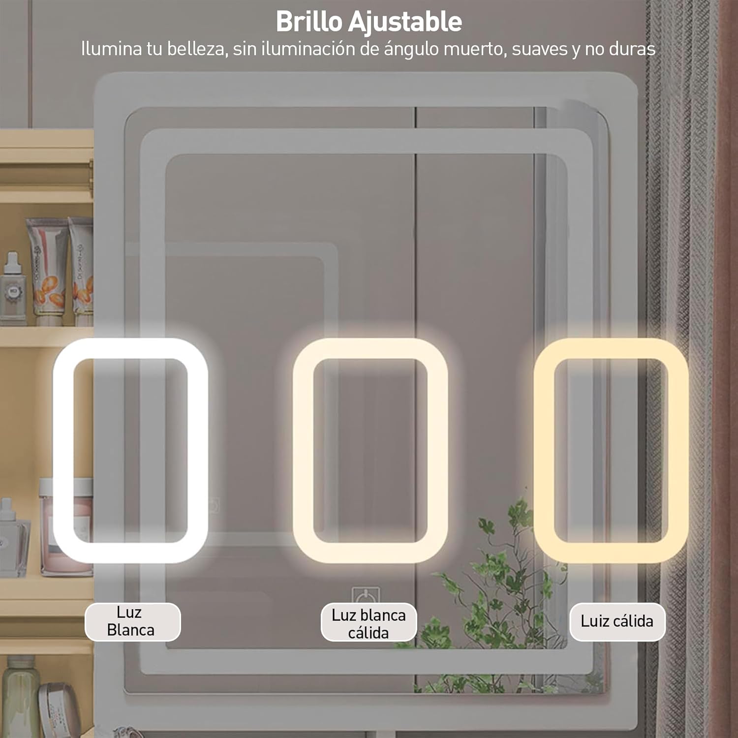 Bluelander Tocador De Niña, Tocador Vanity, Tocador para Niña, Vanity Tocador Hollywood, Tocador de Maquillaje con 4 Cajones, Estantes Ocultos, Incluye Taburete Acolchado, Espejo Led (Gris Claro)
