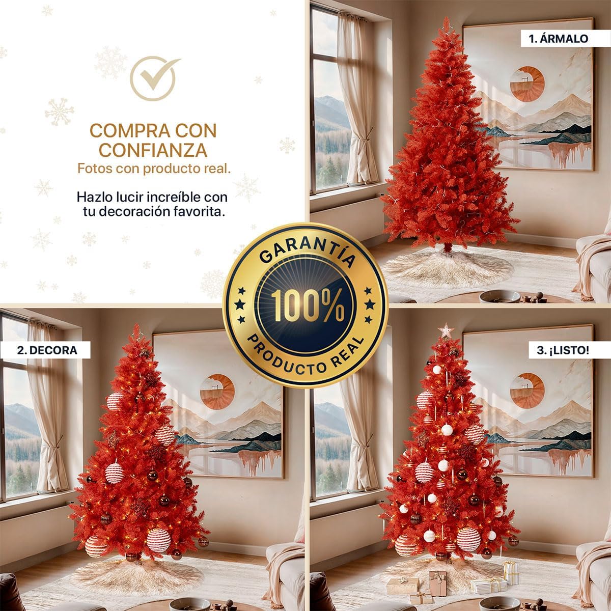 ESQUIMAL Árbol de Navidad Frondoso Pino Navideño Plegable, Cedro del Himalaya (Verde, 2.2 m)