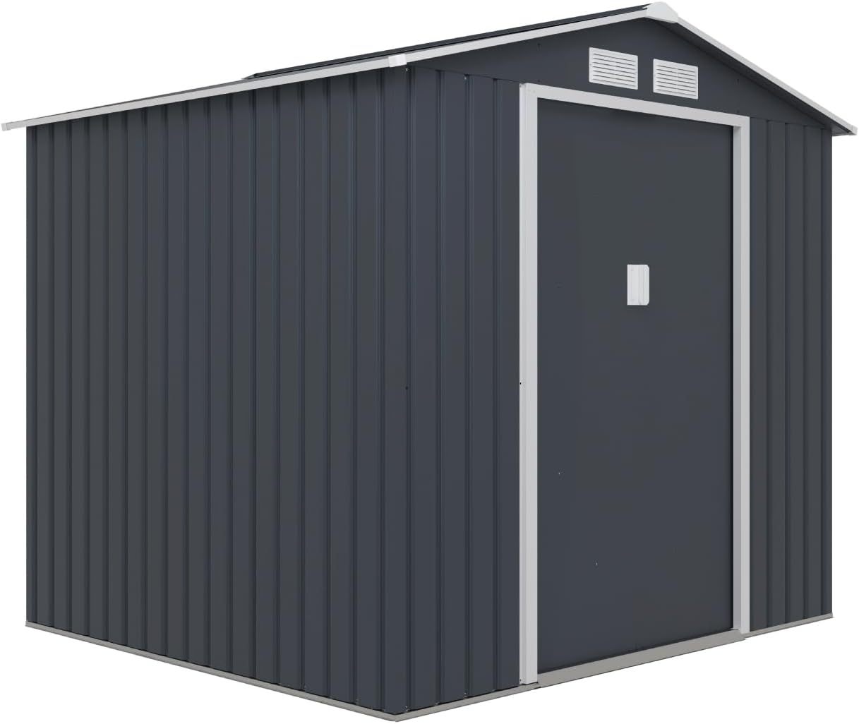 TOPLIVING Cobertizo de Almacenamiento Exterior de Metal, Bodega Exterior para Herramientas, Armario para Jardín Multiusos Metálico 213x191x195 cm Color Gris