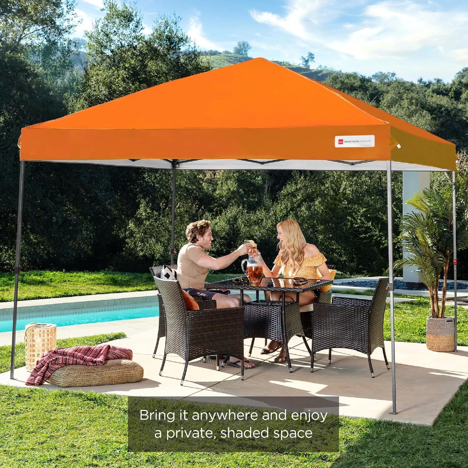 Best Choice Products - Toldo de armado fácil de 1 persona con un botón, tienda portátil e instantánea, funda, 3 x 3 metros, 4 bolsas de peso, color azul