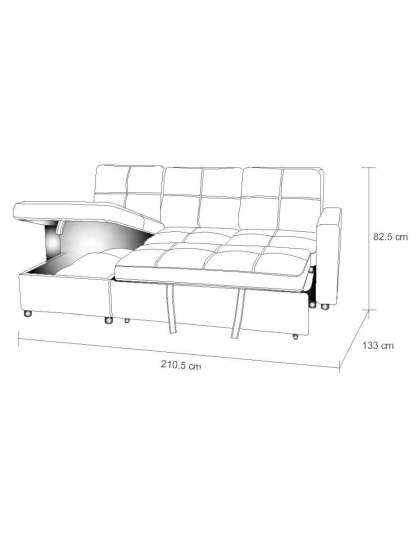 SOFÁ CAMA CON ALMACENAMIENTO TRIBECA GRIS CLARO
