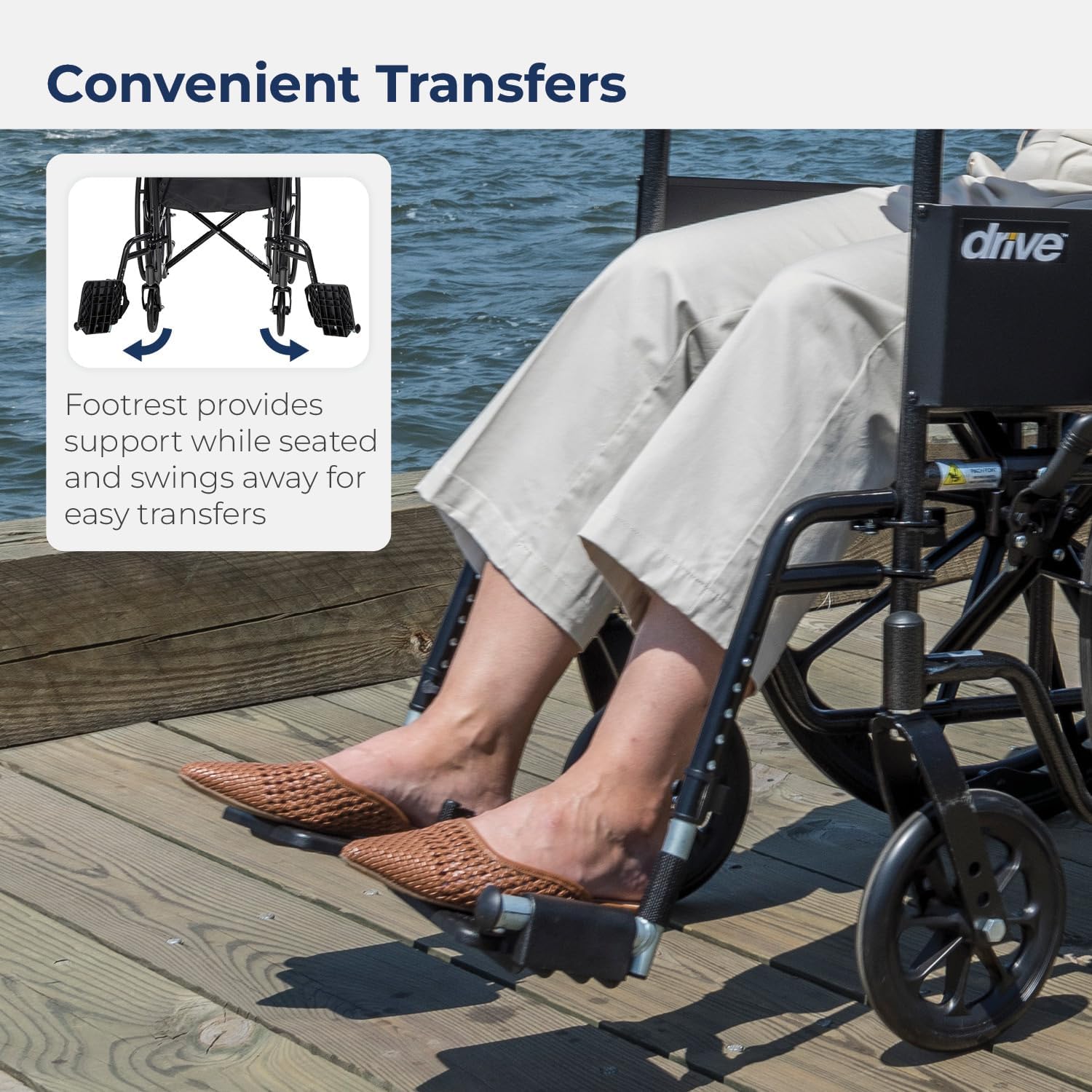 Drive Medical Silver Sport 1 silla de ruedas con brazos completos y reposapiés extraíble