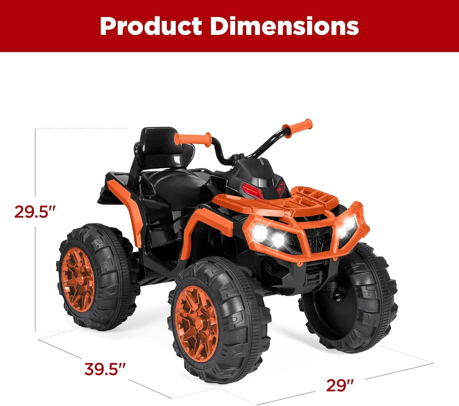 Best Choice Products 12V ATV eléctrico para niños de 4 ruedas con audio Bluetooth, velocidad máxima de 3.7 mph, neumáticos con banda de rodadura, faros LED, radio, color negro