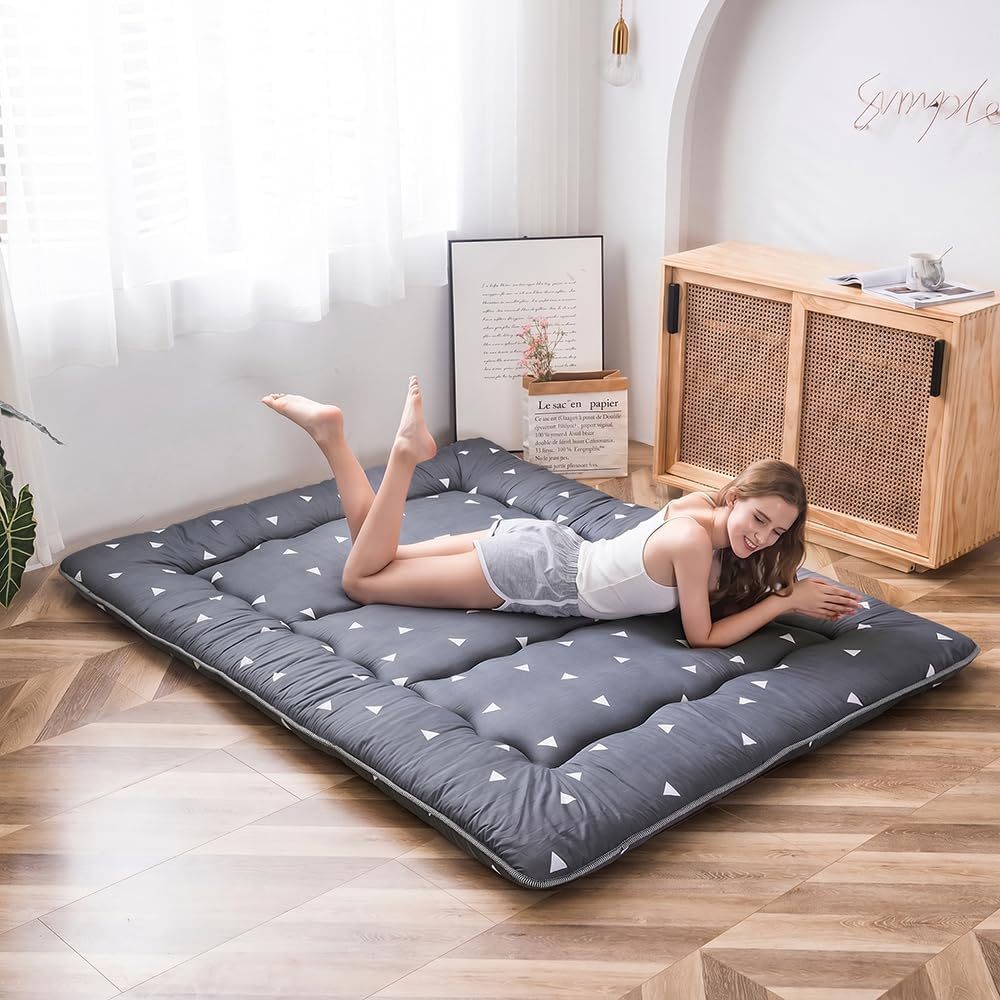 MAXYOYO - Puf plegable para sofá, cama, colchón de piso para adultos, extra grueso, 6 pliegues, sofá para recámara, sala de estar, beige, 135 x 240 cm