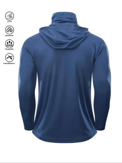 Men's Sun Protection Hoodie Set,FishingHoodiewithMask,Casual Breathable Fishing Jacket,Quick Dry Sportswear with Face Cover,SunProtectionFishingGear,Outdoor Adventure Clothing,Sportswear and Activewear