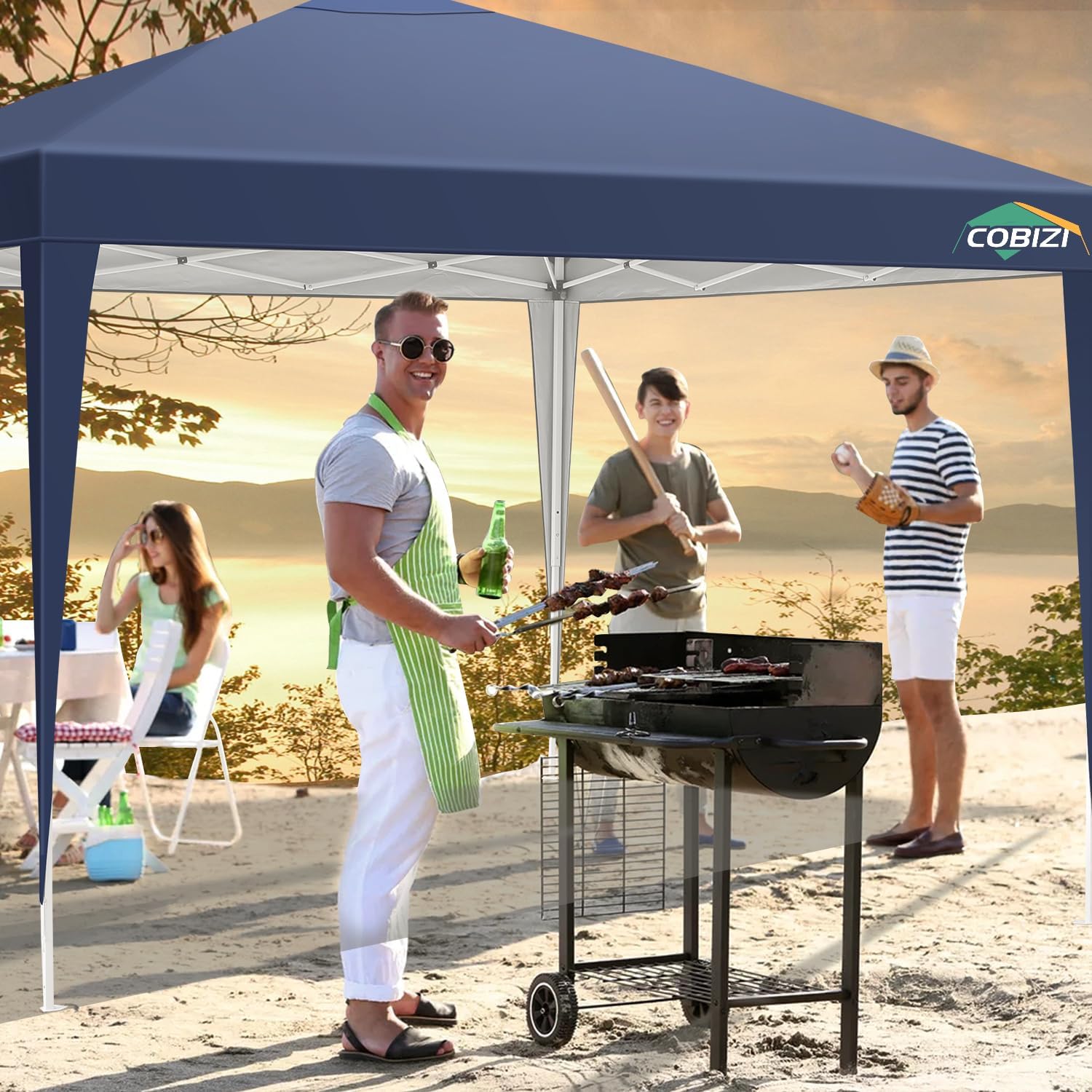 COBIZI - Toldo desplegable de 10 x 20 Pulgadas con 6 Paredes Laterales, toldo Impermeable para Eventos al Aire última intervensión, UPF 50+ cenador portátil para Fiestas, Playa, Camping, Boda,