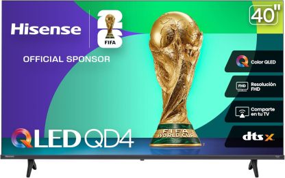Hisense televisión QD6S Pantalla 65“ Pulgadas, QLED 4K Smart TV，AI 4K Upscaler,Dolby Vision·Atmos，Modo de Protección Ocular，Game Mode Plus，Fire TV【Patrocinador Oficial de FIFA World Cup 2026™】